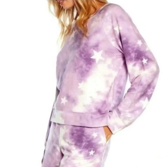 Wildfox Purple Tie-Dye Star Print Pullover Sweatshirt Medium - Picture 2 of 6